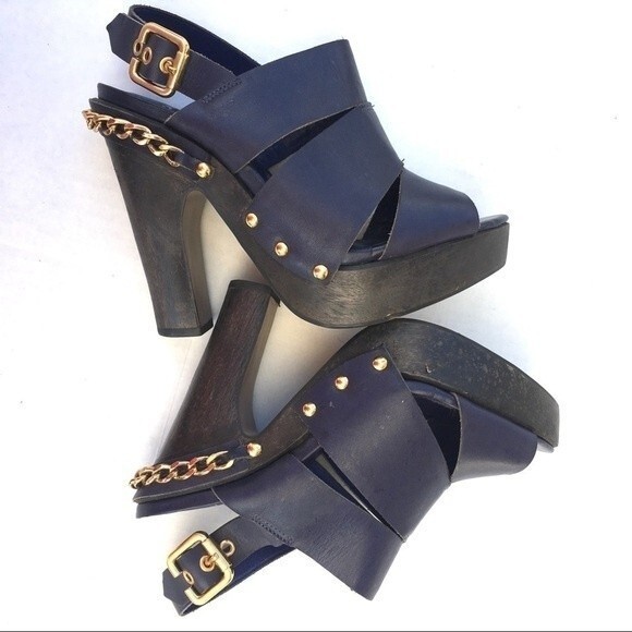 Carvela Kurt Geiger ChainStud Detailed Leather Platform Sandals 37 - Picture 11 of 14